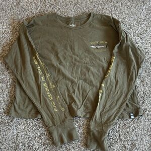 Salty Crew Olive Green cropped Long Sleeve Tee